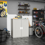 Amopatio Outdoor Storage Cabinet with 1 Shelf, Resin Storage Cabinet Waterproof, Plastic Patio Storage Shed All Weather Use for Tools, Cleaning Supplies, 19.7" D x 29.5" W x35.4 H, Grey Amopatio