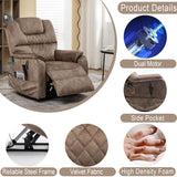 FUNECORP Power Lift Recliner Chair Recliners for Elderly,Lay Flat Velvet Tufted Recliner with Heat and Massage,Dual Motor Lounge Recliners for Living Room FUNECORP