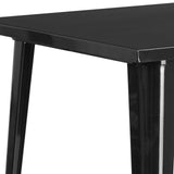 EMMA + OLIVER Commercial Grade 31.5" Square Black Metal Indoor-Outdoor Bar Height Table EMMA + OLIVER