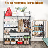 Piggy-G 9 Tiers Shoes Rack for Entryway, Shoe Organizer with Hook Rack, Shoe Storage Shelf Organizer Stackable Long Shoe Shelf for Hallway Entryway, Closet, Garage, Bedroom, Cloakroom Piggy-G