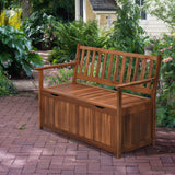 Outsunny Teak 41 Gallon Outdoor Storage Bench with Waterproof Lining and 2-Seat Capacity Outsunny