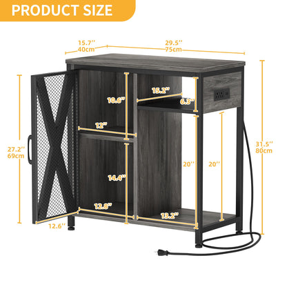 DWVO 20-29 Gallon Aquarium Stand with Power Outlets & LED Light, Cabinet for Fish Tank Accessories Storage - Metal Fish Tank Stand Suitable for Turtle Tank, Reptile Terrarium, 350LBS Capacity, Grey