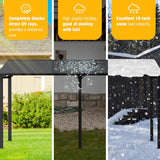 EBE 14' x 10' Hardtop Gazebo, Lean to Gazebos with Galvanized Steel Roof, Heavy Duty Outdoor Pergola and Gazebos Clearance, Wall Mounted Grill Gazebo Awning for Patio, Poch, Backyard EBE