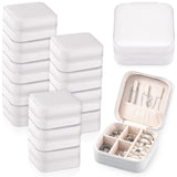 Yinkin 12 Pcs Mini Travel Jewelry Case Bridesmaid Proposal Gift Boxes Small Jewelry Organizer PU Leather Earring Organizer Box Bulk Travel Accessories Portable Travel Jewelry Holder (White) Yinkin
