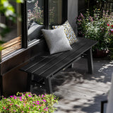 VINGLI 47” Outdoor Bench Garden Bench HDPE Porch Bench w/Metal Legs, Poly Lumber Patio Benches, 660 LBS Capacity Outdoor Backless Benches(Black) VINGLI