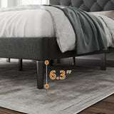 CXVX Twin Size Platform Bed Frame with Upholstered Headboard, Button Tufted Design, Strong Wooden Slats, No Box Spring Needed, Easy Assembly, Noise Free CXVX