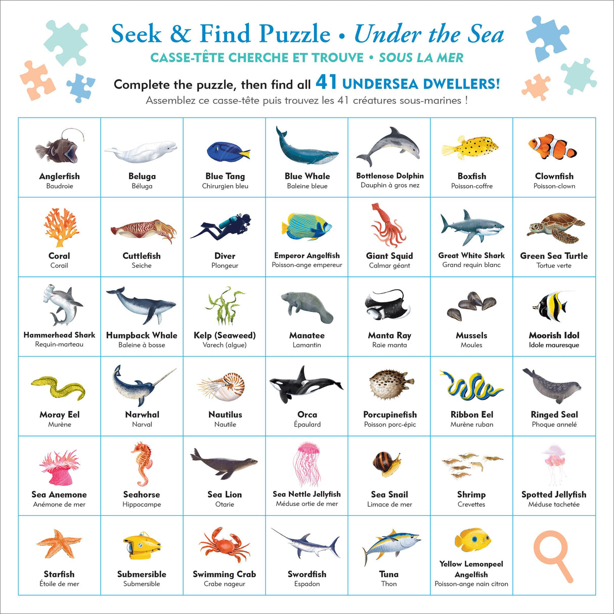 Under the Sea Seek & Find 100-Piece Jigsaw Puzzle PETER PAUPER PRESS