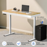 FLEXISPOT 55 x 24 Inch with Double Drawers Q5 Standing Desk, Electric Adjustable Height Stand Up Desk with 4 Preset Heights Whole Piece Wooden Desktop for Home, Office, Workstation, Maple FLEXISPOT