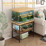 METYERRY Modern 20 Gallon Fish Tank Stand for Home Office, 2-Tier Aquarium Stand with Shelf for Storage, Fish Tank Table 24" x 12" x 21", Ideal for Breeder Tanks, and Reptile Terrariums, Rustic Brown METYERRY