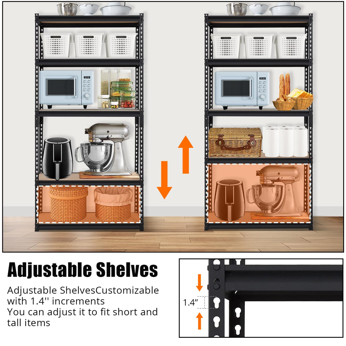 Towallmark Garage Shelving, 48 x18 x 72 Storage Shelves, Heavy Duty Storage Shelving, Durable Storage Shelves, Rust-Resistant Design, Easy Assembly Towallmark
