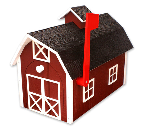 AmishToyBox.com Deluxe Wooden Mailbox, Dutch Barn Style (Red with White Trim) AmishToyBox.com
