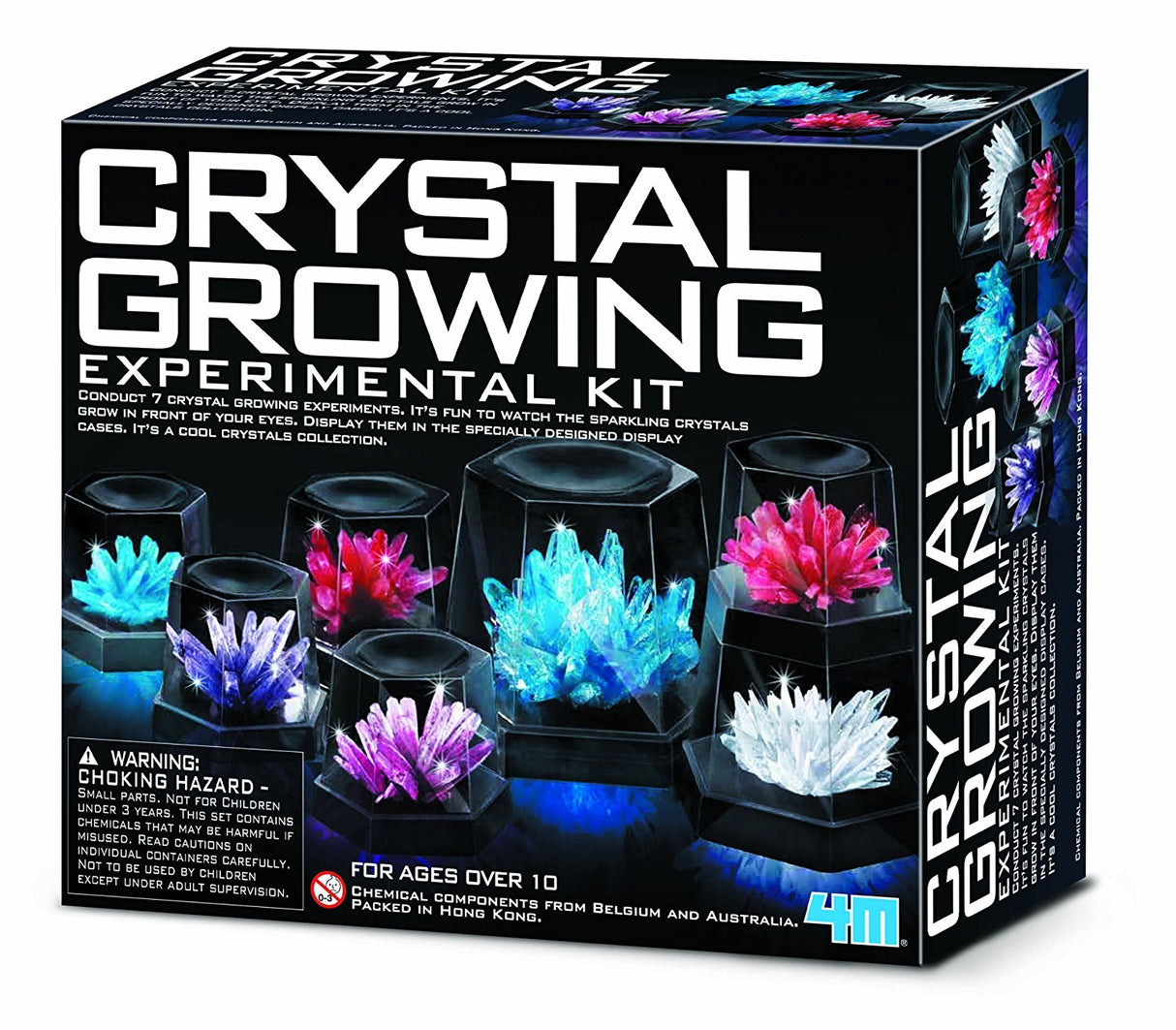 4M 7 Crystal Growing Science Experimental Kit with Display Cases - Easy DIY STEM Toy Lab Experiment Specimens, Educational Gift for Kids, Teens, Boys & Girls 4M