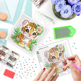 SENQAO Tiger Diamond Art Kit for Adults with Frame Art and Crafts for Adults Ages 6-8 -10-12 Easy to DIY Diamond Art for Adults and Adult Beginners Home Wall Decoration 7.1x7.1inch SENQAO
