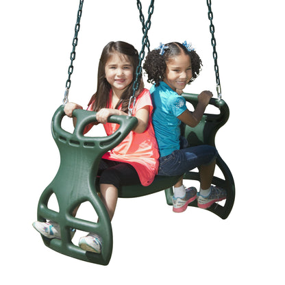 Swing-N-Slide Grandview Twist Play Set with Two Slides, Two Swings, Monkey Bars, Glider and Climbing Wall - WoodArtSupply