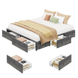 LIKIMIO King Bed Frame with Storage, 4 Drawers and Heavy Strong Metal Support Frames, Solid Stable, Noise-Free, No Box Spring Needed, Easy Assembly, Charcoal Grey LIKIMIO