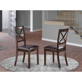 East West Furniture BOC-CAP-W Boston Dining Room Chairs - Cross Back Solid Wood Seat Chairs, Set of 2, Cappuccino East West Furniture