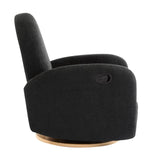 Christopher Knight Home Sidney Fabric Upholstered 360° Swivel Chair, Boucle Push-Back Recliner, Solid Wood Glider Recliner with Rotation, Living Room Lounge Sofa, Adjustable Comfy Reading Chair,Black Christopher Knight Home