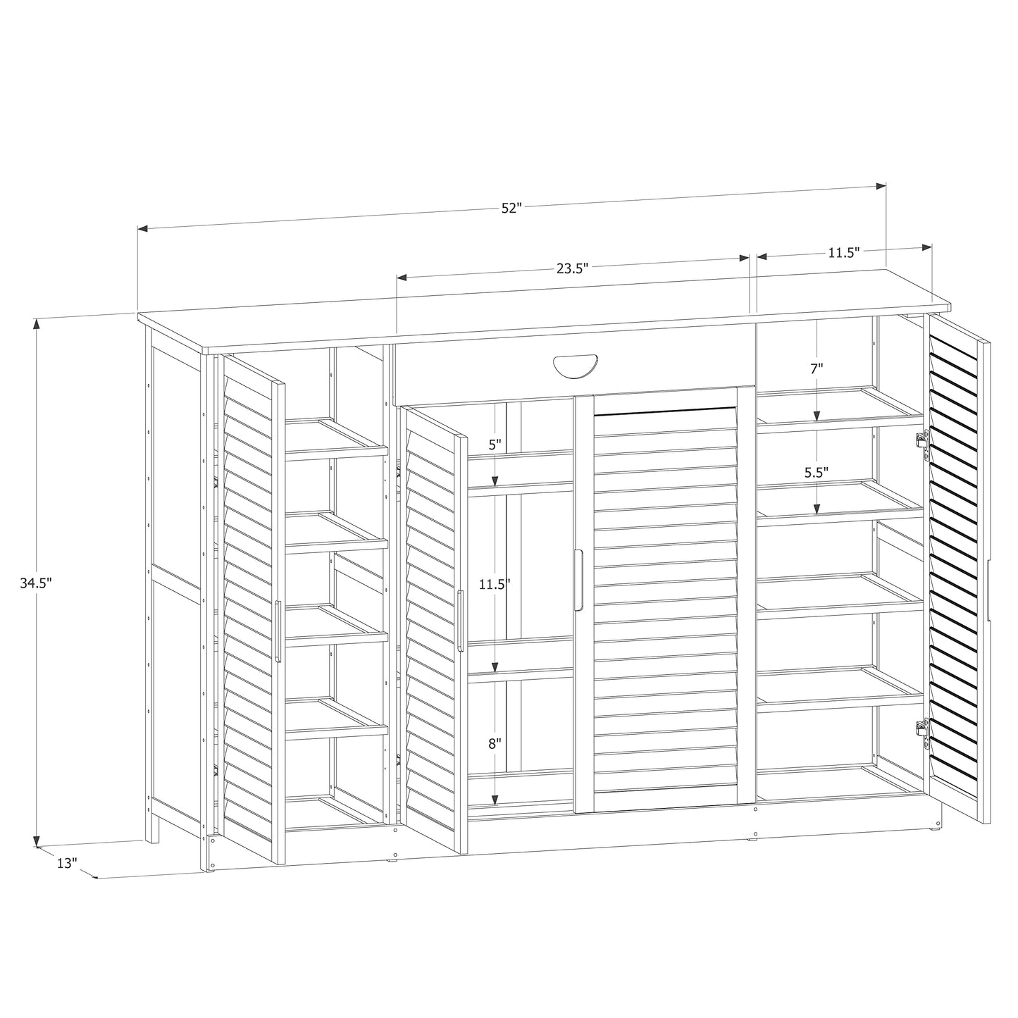 MoNiBloom Bamboo Shoe Storage Cabinet Shelf Stand with 2 Double Shutter Doors & 1 Drawer for 26-30 Pairs Entryway Hallway Living Room Bedroom, Brown - WoodArtSupply