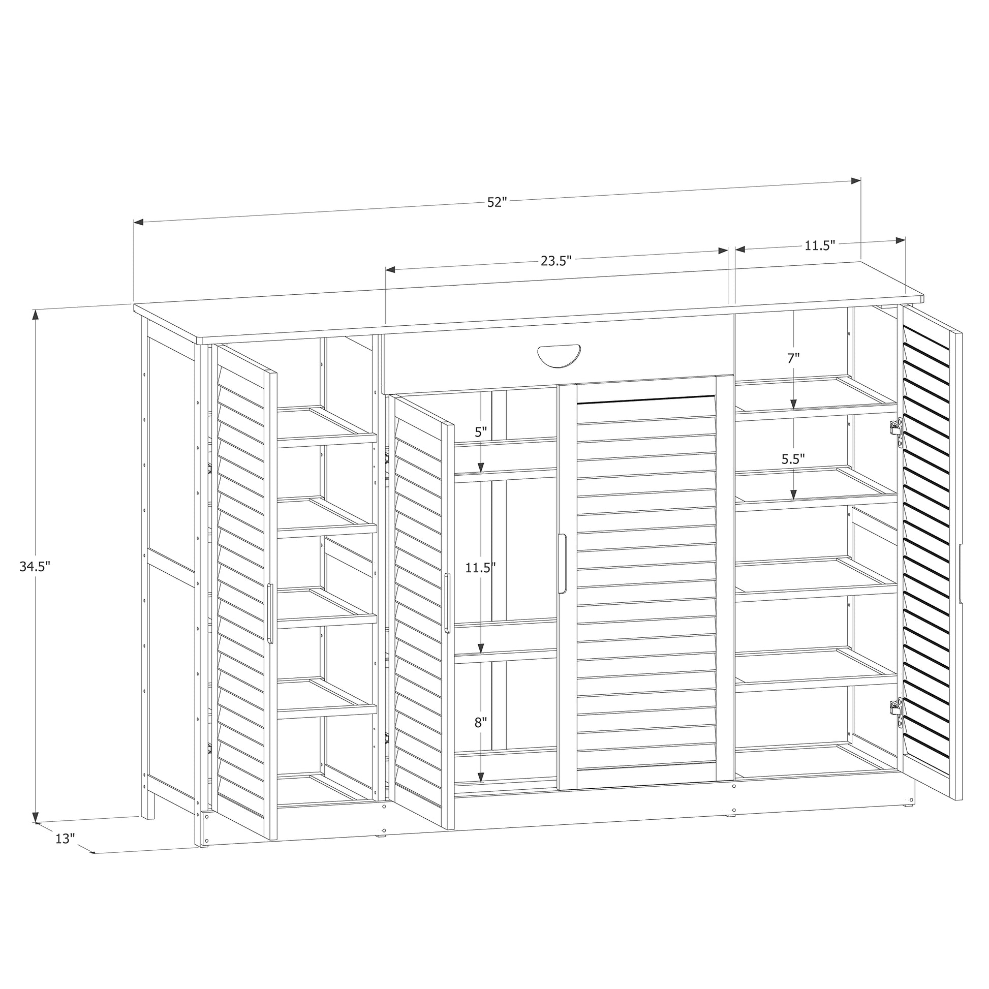 MoNiBloom Bamboo Shoe Storage Cabinet Shelf Stand with 2 Double Shutter Doors & 1 Drawer for 26-30 Pairs Entryway Hallway Living Room Bedroom, Brown - WoodArtSupply