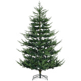 HOMCOM 7.5 Foot Artificial Christmas Tree, Pine Hinged Xmas Tree with 1218 Realistic Branches, Steel Base, Auto Open, Green HOMCOM