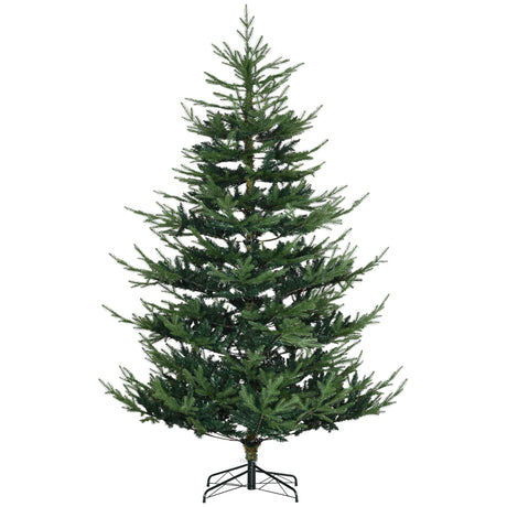 HOMCOM 7.5 Foot Artificial Christmas Tree, Pine Hinged Xmas Tree with 1218 Realistic Branches, Steel Base, Auto Open, Green HOMCOM
