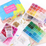 Funtopia 3mm 37000pcs+ Seed Beads for Jewelry Making, 120 Colors Small Glass Beads for Bracelets, Friendship Bracelet Kit with Alphabet Letter Beads Smile Face Beads for DIY, Art and Craft Funtopia