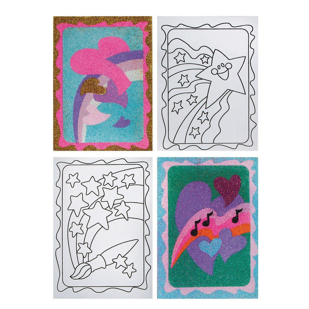 S&S Worldwide Sand Art Boards for Creating Sand Pictures, Great for Kids and All Ages, 3 Each of 4 Hearts & Stars Designs, 5" x 7" Pack of 12 S&S Worldwide