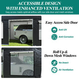 GARTOO Upgrade 12' x 20' Heavy Duty Carport - Extra Large Outdoor Shelter with Roll-up Ventilated Windows & Side Doors, Portable Garage for Car Truck Auto Motorcycle Boat Outdoor Events Party, Gray GARTOO