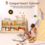 Wingyz Natural Wood 5-Section Montessori Bookshelf & Toy Storage Organizer for Kids Wingyz