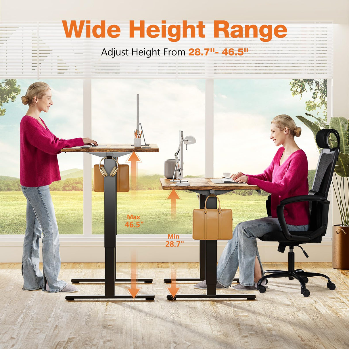 Sweetcrispy Electric Standing Desk - 40 x 24 inch Adjustable Height Sit to Stand Up Desk with Splice Board, Rising Home Office Computer Table with 2 Hook and Wire Hole for Work Sweetcrispy
