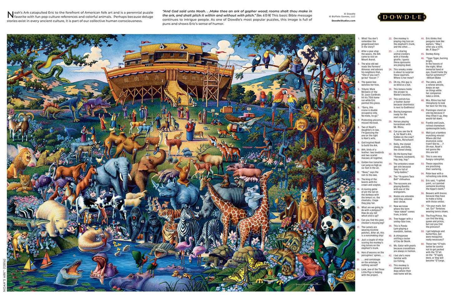 Buffalo Games - Dowdle - Noah's Ark - 1000 Piece Jigsaw Puzzle for Adults -Challenging Puzzle Perfect for Game Nights - Finished Size is 26.75 x 19.75