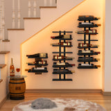 Hoctieon 8 Tier Wall Mount Wine Rack, Wall Racks for Wine Bottles Display and Storage, Hanging Bottle Organizer for Living Room, Dining Room, Wine Cellar, Bar, Black Hoctieon