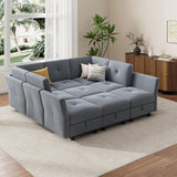 143" Modular Sectional Sofa with Storage - U Shaped Convertible Couch for Living Room, Deep Seat Cloud Couch with Ottoman, Modern L-Shaped Sofa Bed Alternative, Black SLEKVERSA