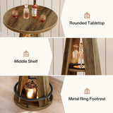 Tribesigns Round Bar Table, 39.4" H High Top Bistro Table with Storage, Industrial Cocktail Pub Tables with Metal Footrest for Living Room, Barroom, Small Space, Rustic Brown(Only Table) Tribesigns