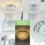 HOPGGIE 11.8 Inch Crystal Chandelier Modern Chandelier Light Mini Chandelier Semi Flush Mount Ceiling Light Fixture Small Chandelier for Bedroom Hallway Kitchen Foyer Closet (Chrome) HOPGGIE