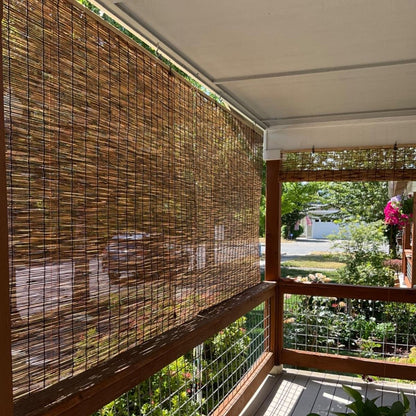 DISPRA Bamboo Roller Blinds - Outdoor UV Protection & Privacy Sunshade for Patios and Windows