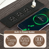 DWVO 71" Double Dog Crate Furniture with LED Light & Power Outlets, Heavy Duty Dual Dog Kennel TV Stand w Storage Shelves Sliding Doors, Wooden Two Dog Cage Table 2 Medium Large Dogs, Black Oak DWVO