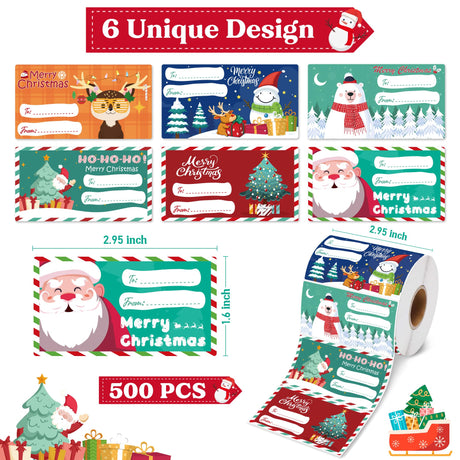 OHOME 500 PCS Christmas Gift Tags - Gift Tags for Christmas Presents | Christmas Gifts for Women Men Mom - Christmas Wrapping Paper - Christmas Decorations,2.95 x 1.6 Inch OHOME