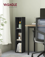 VASAGLE Custos Collection - Bookshelf, 3-Tier Bookcase, Book Shelf, Open Storage Shelf, 9.4 x 7.9 x 37.3 Inches, for Living Room, Home Office, Dining Room, Ebony Black ULBC523B01 VASAGLE