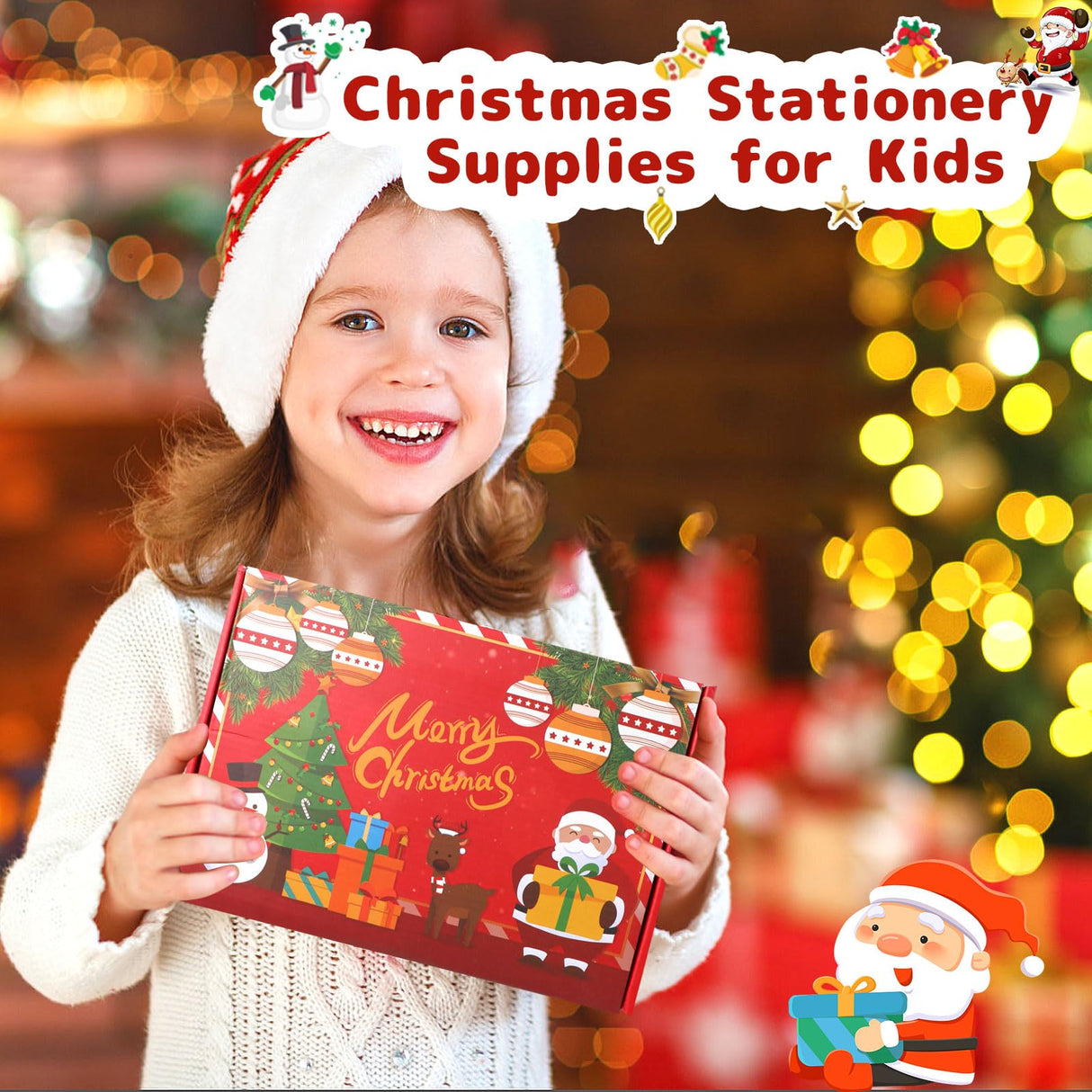 CCINEE 216 Pcs Christmas School Stationary Set for Kids,24 Sets Xmas Party Favors Bulk with Pencils Erasers Treat Bags Stickers for Christmas Goodie Bag Stuffers Gift Exchange Holiday Party Supplies CCINEE