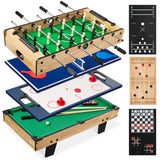 Best Choice Products 11-in-1 Kids Combo Game Table Set w/Ping Pong, Foosball, Air Hockey, Shuffleboard, Bowling, 5 Accessory Bags - Light Wood Best Choice Products