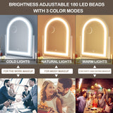 Gvnkvn Lighted Makeup Mirror, Hollywood Vanity Mirror with Lights, Three Color Lighting Modes, and Detachable 10X Magnification Mirror, Smart Touch Control, 360°Rotation (15.2in. Curved) Gvnkvn