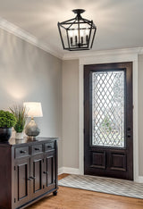 JONATHAN Y JYL7610A Plains Mini Lantern 12" 4-Light Iron Modern Farmhouse LED Flush Mount, Rustic, Industrial, Dimmable, 2700K Cozy Warm Light Kitchen, Hallway, Bathroom, Stairwell, Oil Rubbed Bronze JONATHAN Y