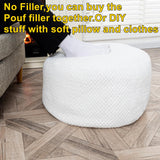 Asuprui Pouf Ottoman Unstuffed Pouf Ottoman Foot Rest No Filler Floor Pouf Soft Foot Stool 20x20x12 Inches Fuzzy Chair Floor Chair Foot Rest with Storage for Living Room Bedroom White Pouf Cover Asuprui