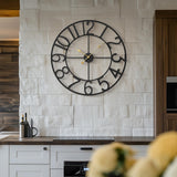 Large Wall Clock for Living Room Kitchen Mantel Decor, 30 Inch Decorative Wall Clock Silent Non Ticking Battery-Operated Metal Round Modern Black Wall Clocks Arabic Numerals Cuspin