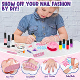 EULRGAUS Kids Nail Polish Set for Girls, 27PCS Nail Art Kit with Nail Dryer, Non Toxic Nail Polish kit and Fake Nails for Kids, Girl Toys Age 6-8, Halloween Christmas Birthday Gifts for Girls 8-12 EULRGAUS