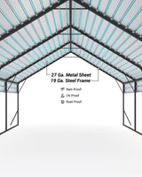 Garveelife 20'x20'x13' Metal Carport for 2 Cars, Heavy Duty Steel Frame for Heavy Snow, Permanent Shelter for Boats, Full-Sized Pickup Trucks, and Tractors, N.W. 800 Lbs GarveeLife