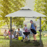 Grill Gazebo Replacement Canopy Top - AONEAR 5'x8' Outdoor BBQ Tent Roof Cover Double Tiered Outdoor Grill Shelter Fit for Model L-GG001PST-F (Gray) aonear