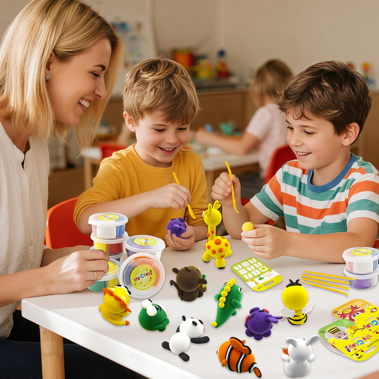 Oun Nana Air Dry Clay for Kids,12 Box Animal Modeling Clay Art Craft Kit,Ultra Soft & Mess-Free, with Sculpting Tools, Tutorials, Ideal Gift for Boys Girls Birthday Christmas Party Favor Oun Nana