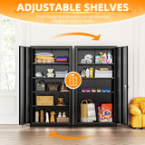 INTERGREAT Metal Storage Cabinets 72” Black Garage Steel Storage Cabinet with Doors and Shelves, Metal Tool Cabinet, Steel File Cabinet for Home Office, Basement, Warehouse, Classroom（Anti Tipping） INTERGREAT